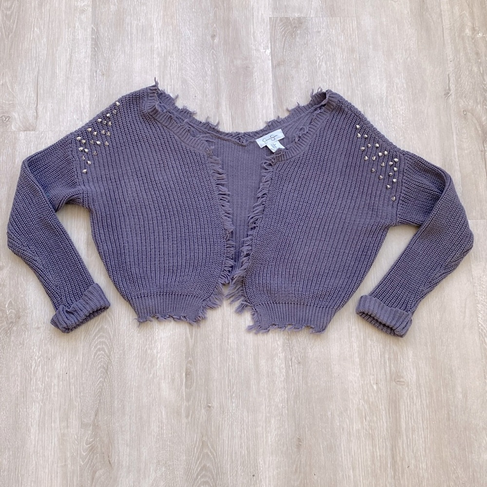 Jessica Simpson Cropped Ribbed Knit Sweater